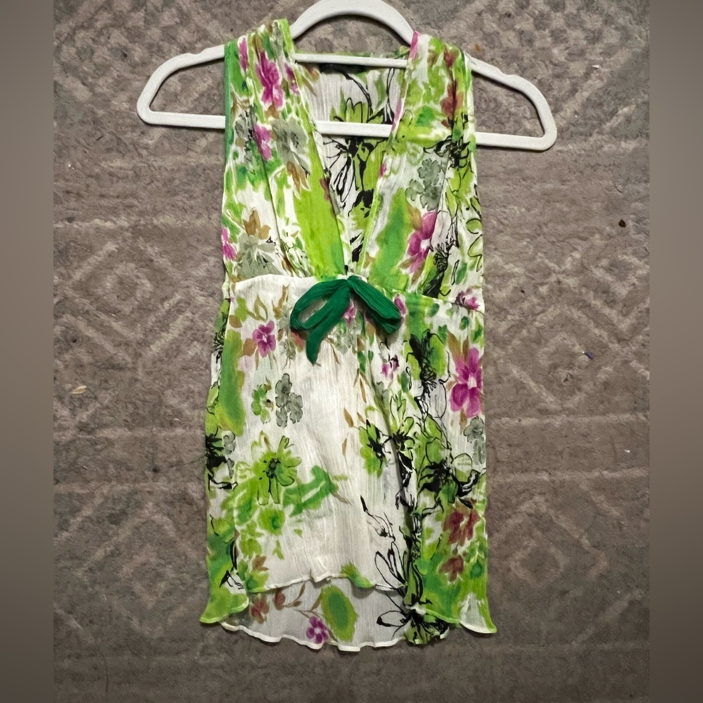 Y2K mesh floral tank top